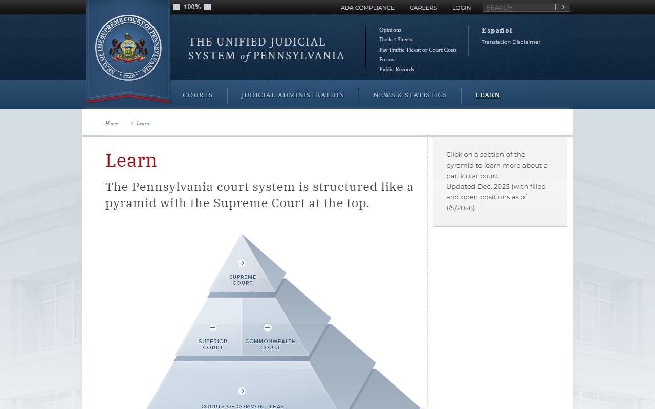 Schuylkill County court dockets Pennsylvania court hierarchy