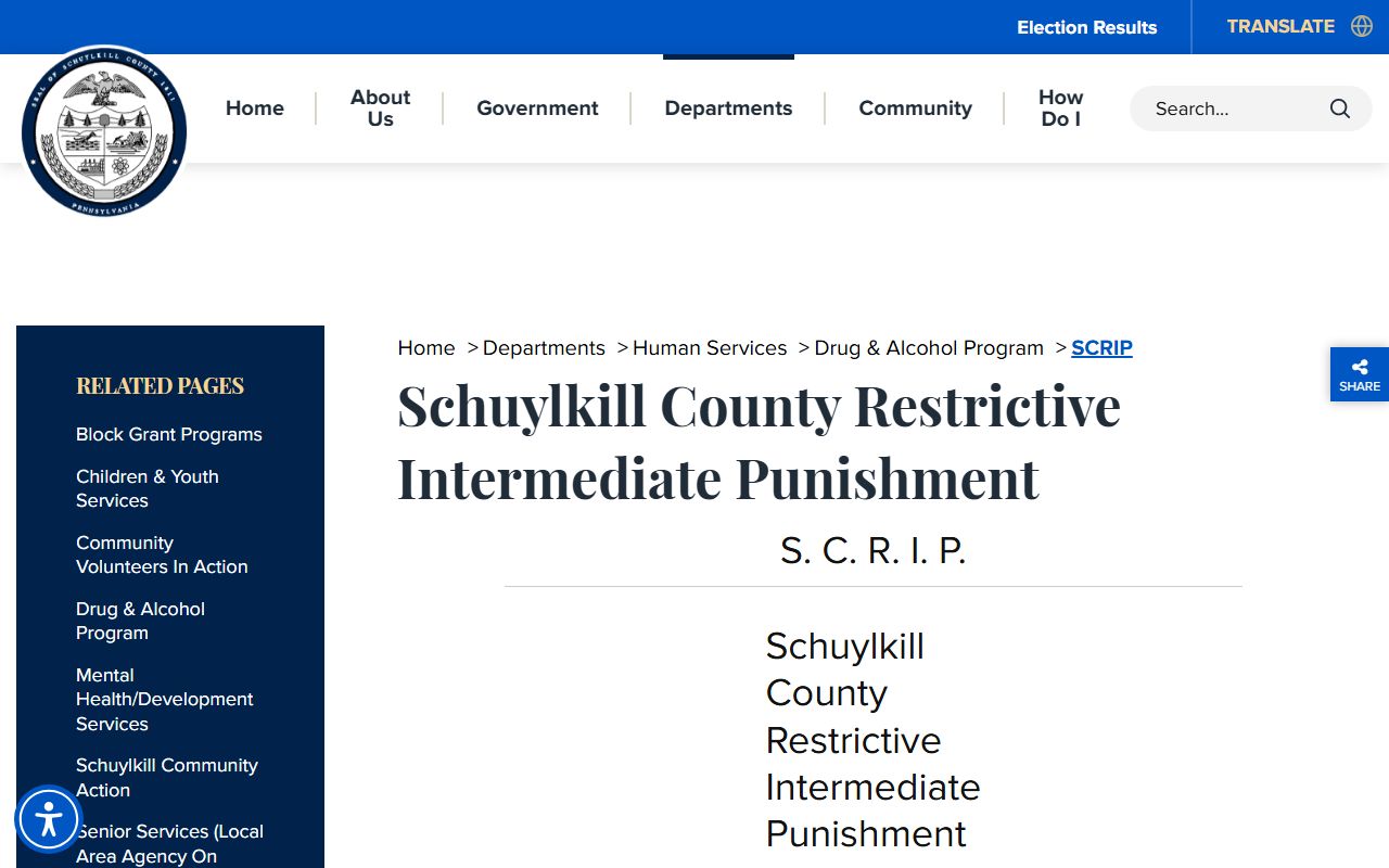 Schuylkill County criminal court records SCRIP sentencing program