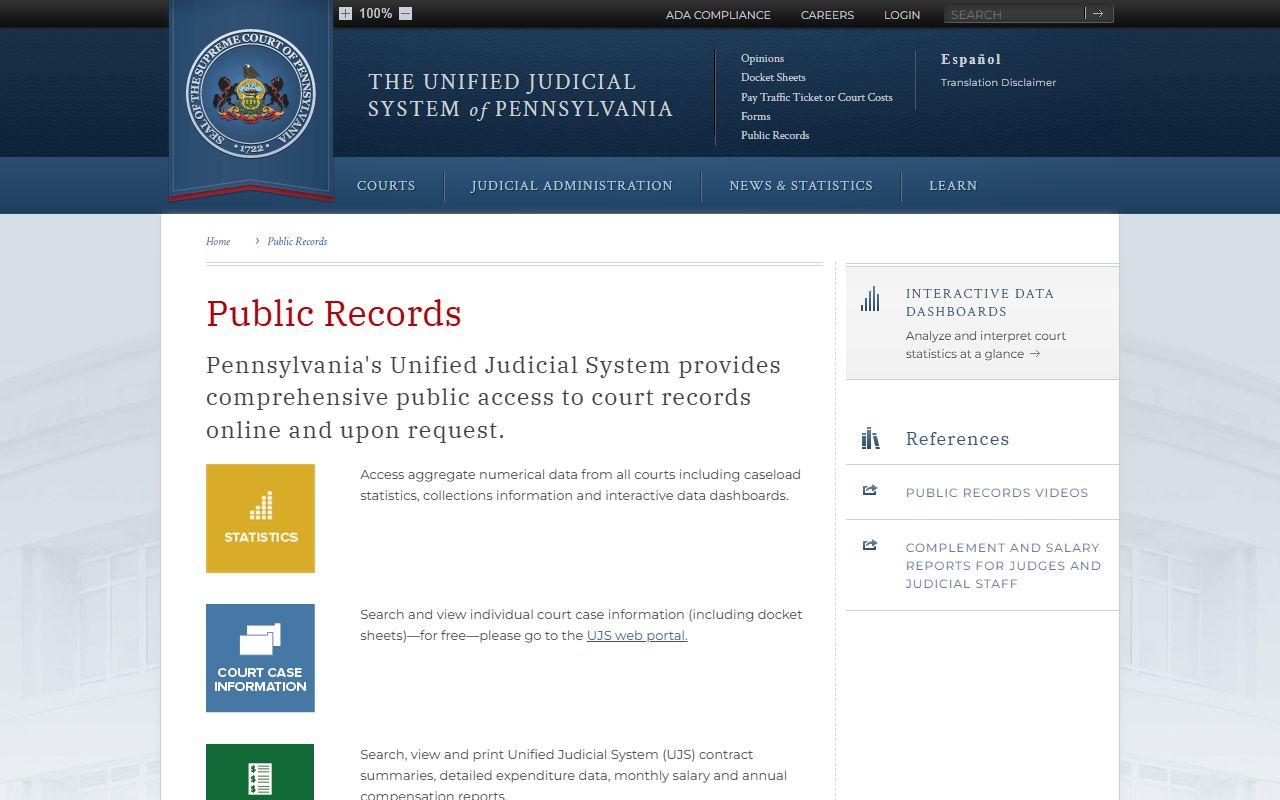 Schuylkill County court records UJS public records page