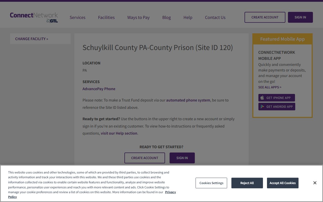 Schuylkill County inmate records ConnectNetwork county prison services