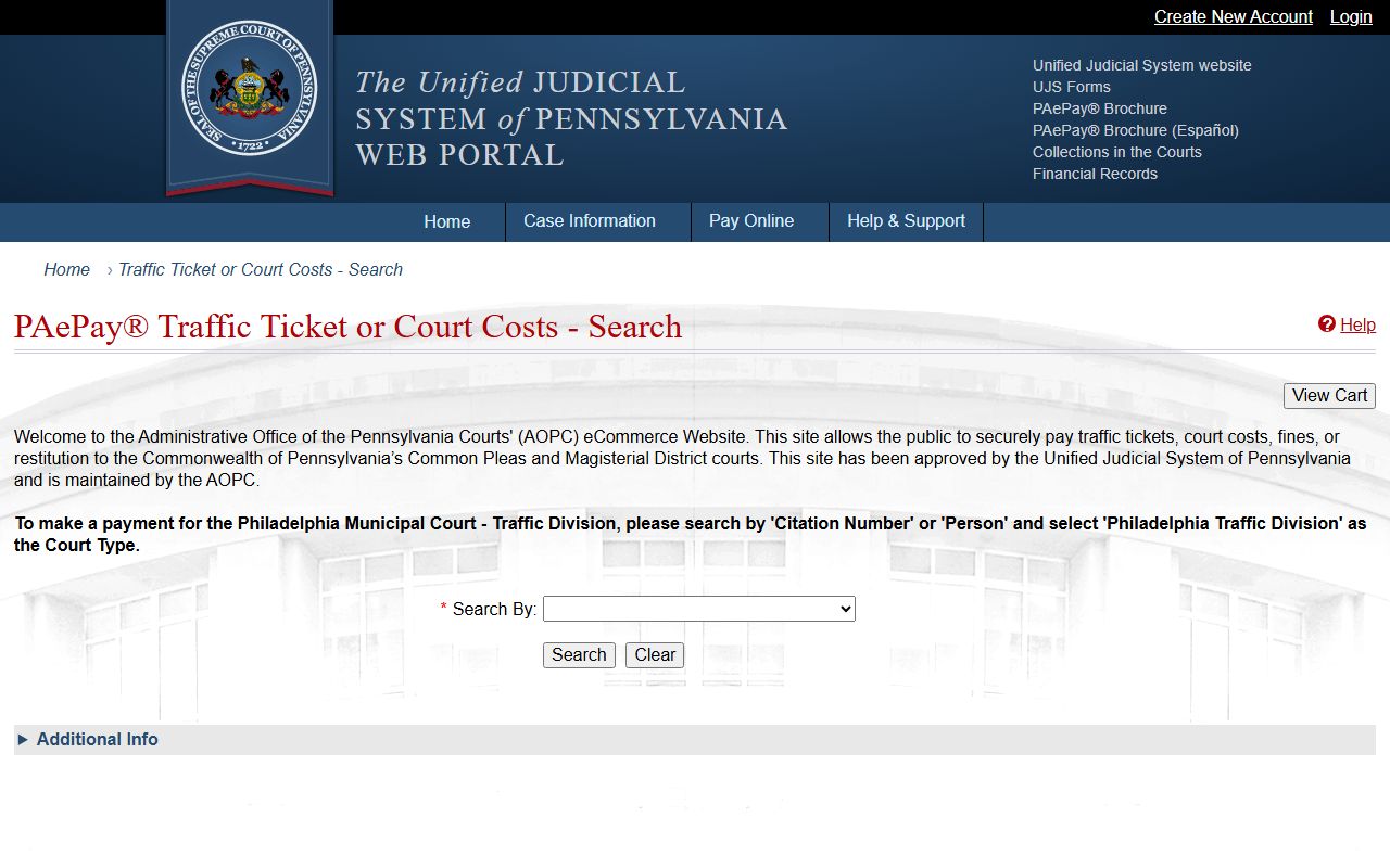 Schuylkill County traffic court records PAePay citation search portal