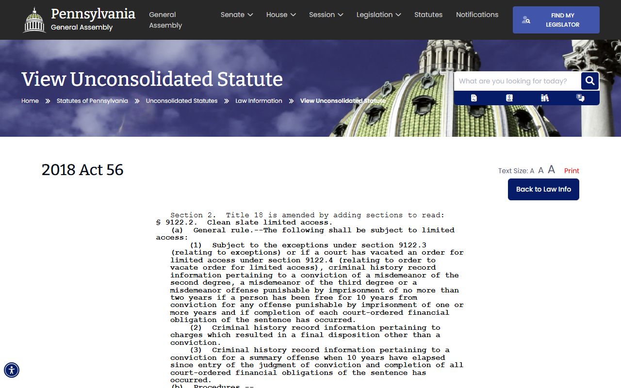 Schuylkill County warrant records Clean Slate limited access statute source