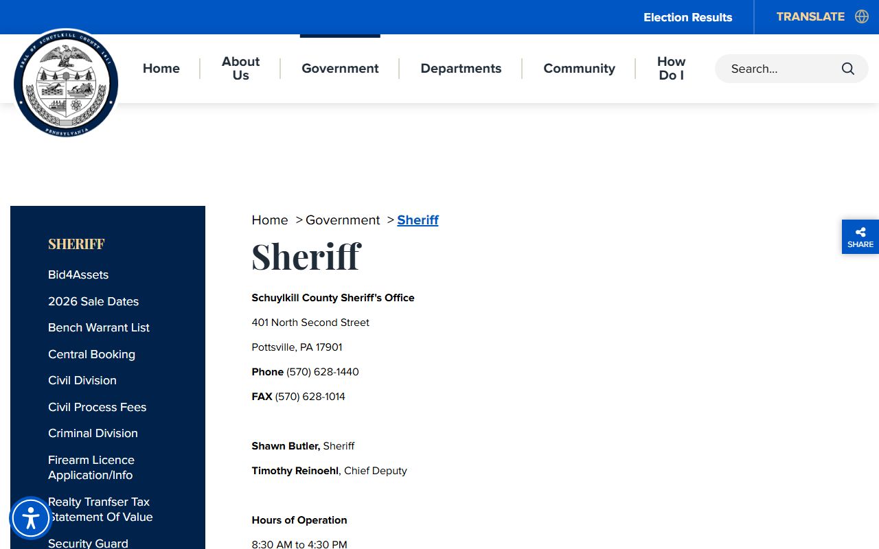 Schuylkill County warrant records Sheriff's Office bench warrant source